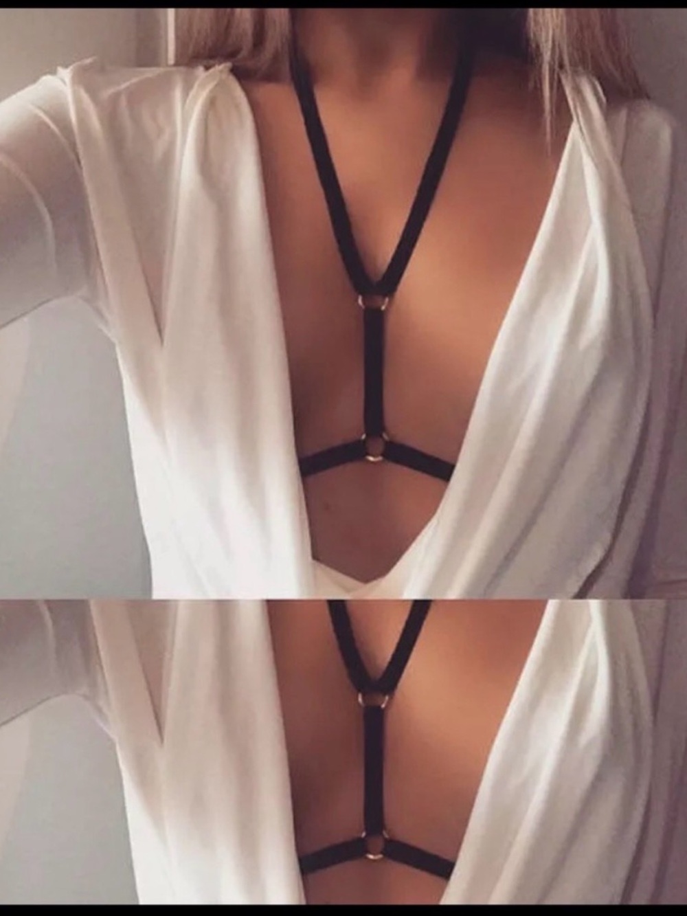 Black Strappy Body Necklace Harness - Women Jewelry Necklaces